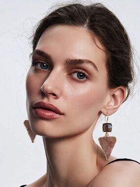 Smokey Quartz and Druzy gold plated wire back Earrings